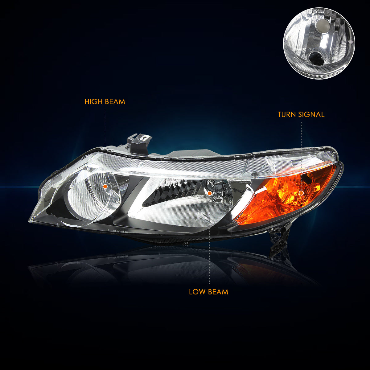 Black Housing OE Style Headlights <br> 06-11 Honda Civic Sedan