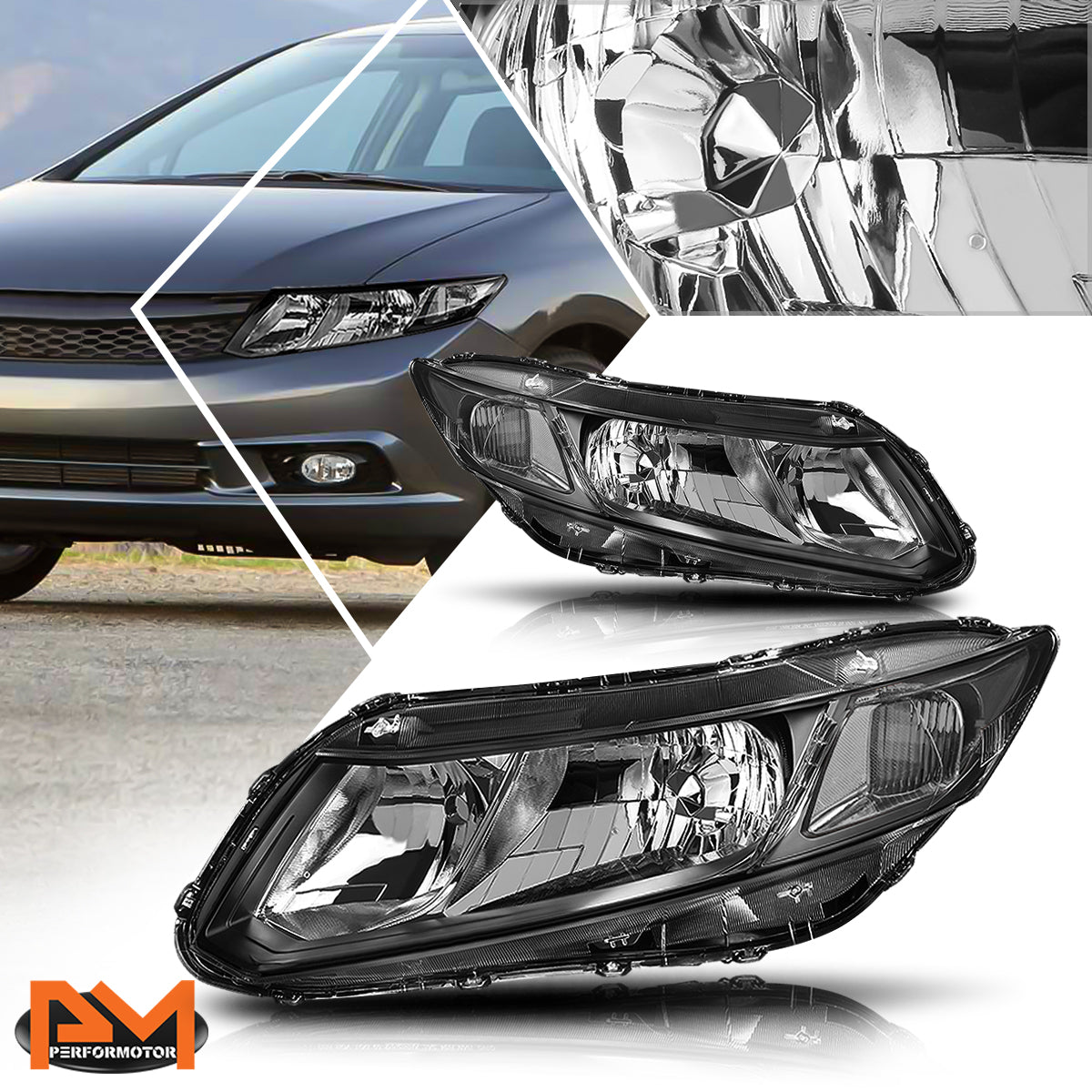 Black Housing OE Style Headlights <br> 12-15 Honda Civic