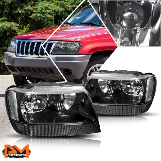 Black Housing OE Style Headlights <br> 99-04 Jeep Grand Cherokee