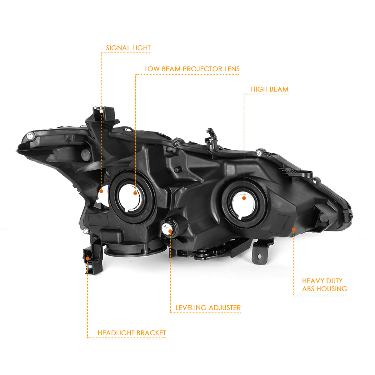 Black Housing OE Style Projector Headlights <br> 13-15 Nissan Altima