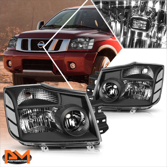 Black Housing OE Style Headlights <br> 04-15 Nissan Titan, 05-07 Armada