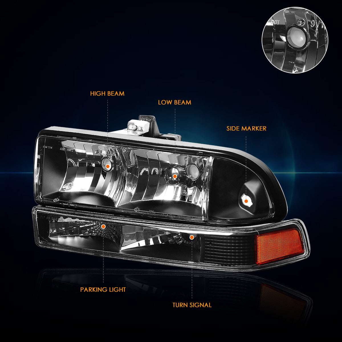 Black Housing OE Style Headlights <br> 98-04 Chevy Blazer S10