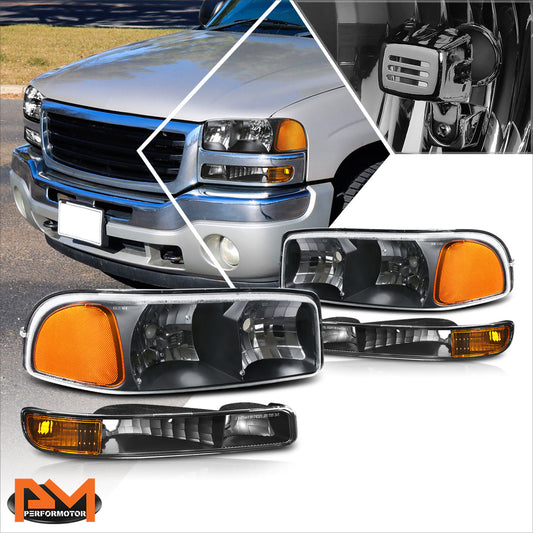 Black Housing OE Style Headlights <br> 99-07 GMC Sierra 1500 2500 3500 Sierra C3 Yukon