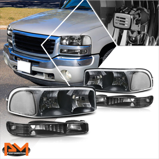 Black Housing OE Style Headlights <br> 99-07 GMC Sierra 1500 2500 3500 Sierra C3 Yukon