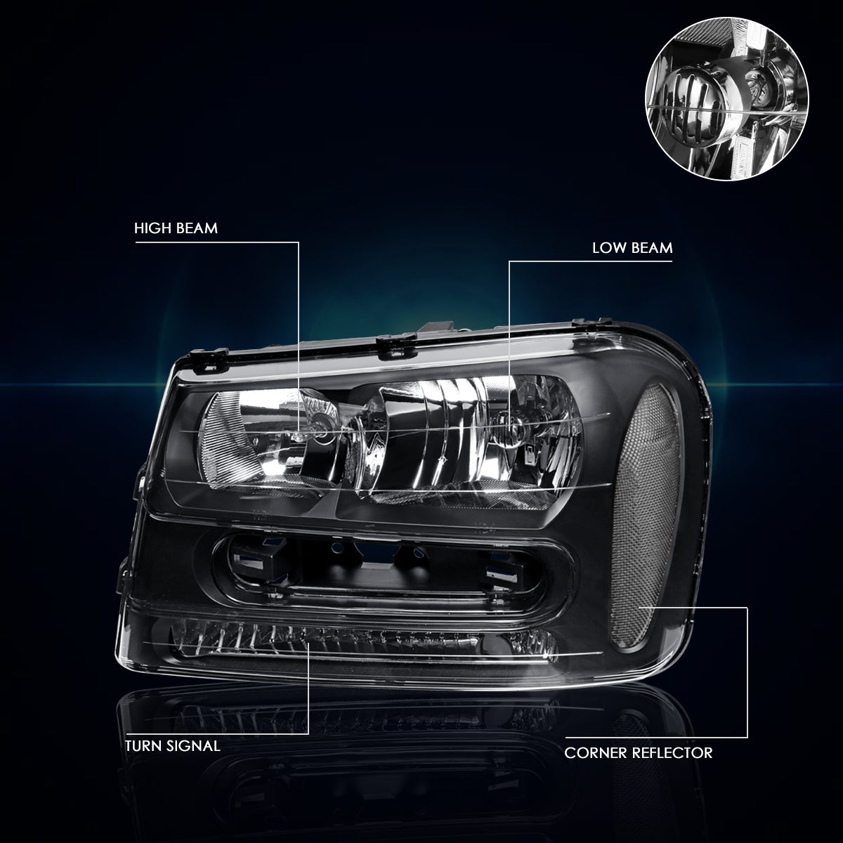 Black Housing OE Style Headlights <br> 02-09 Chevy Trailblazer