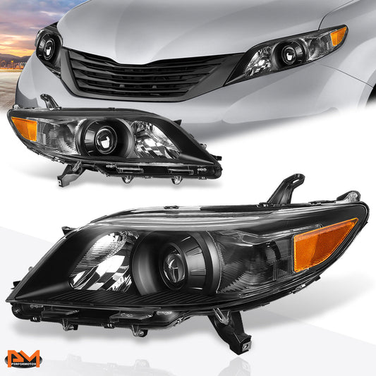 Black Housing OE Style Projector Headlights <br> 11-17 Toyota Sienna