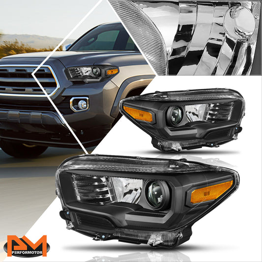 Black Housing OE Style Projector Headlights <br> 16-20 Toyota Tacoma