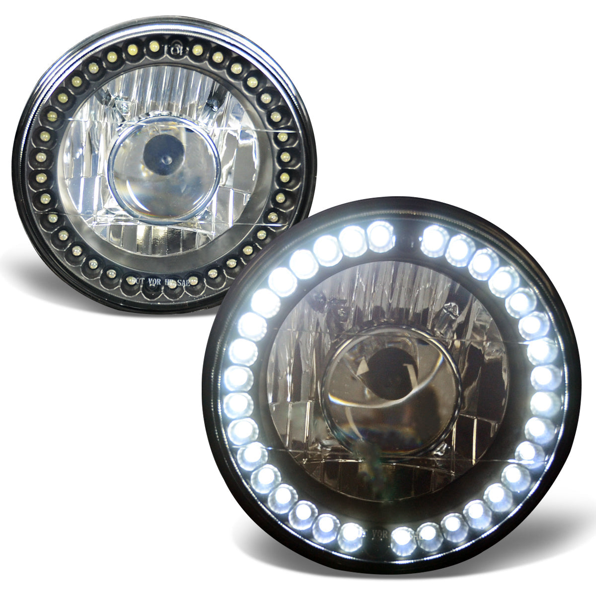 7x7 in. Round LED Halo Ring Projector Headlights