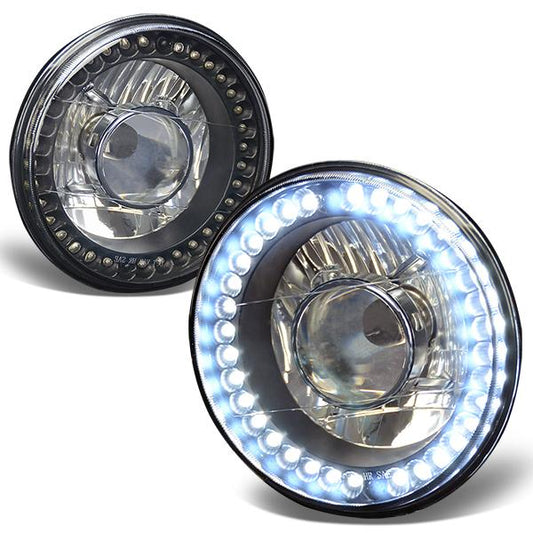 7x7 in. Round LED Halo Ring Projector Headlights