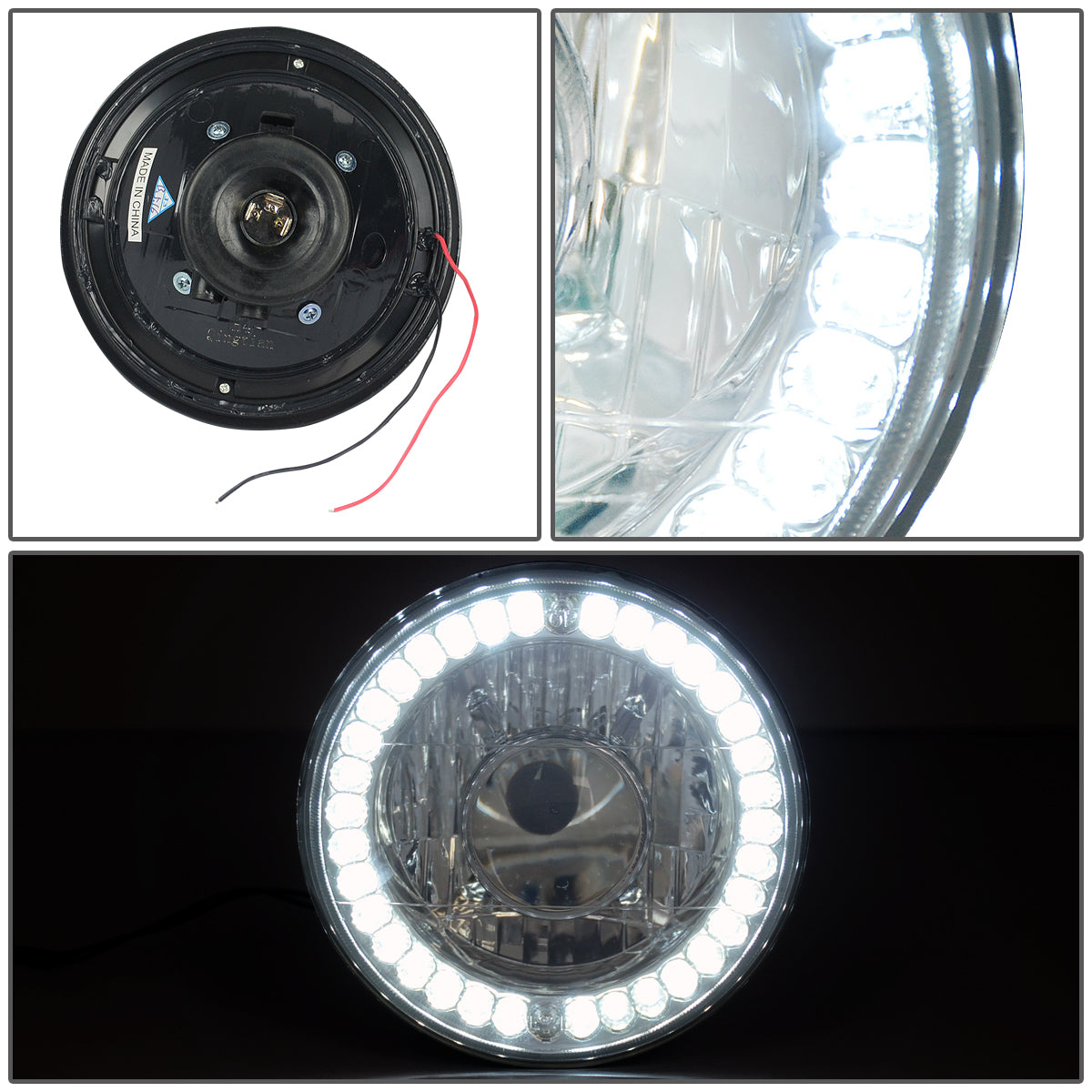 7x7 in. Round LED Halo Ring Projector Headlights