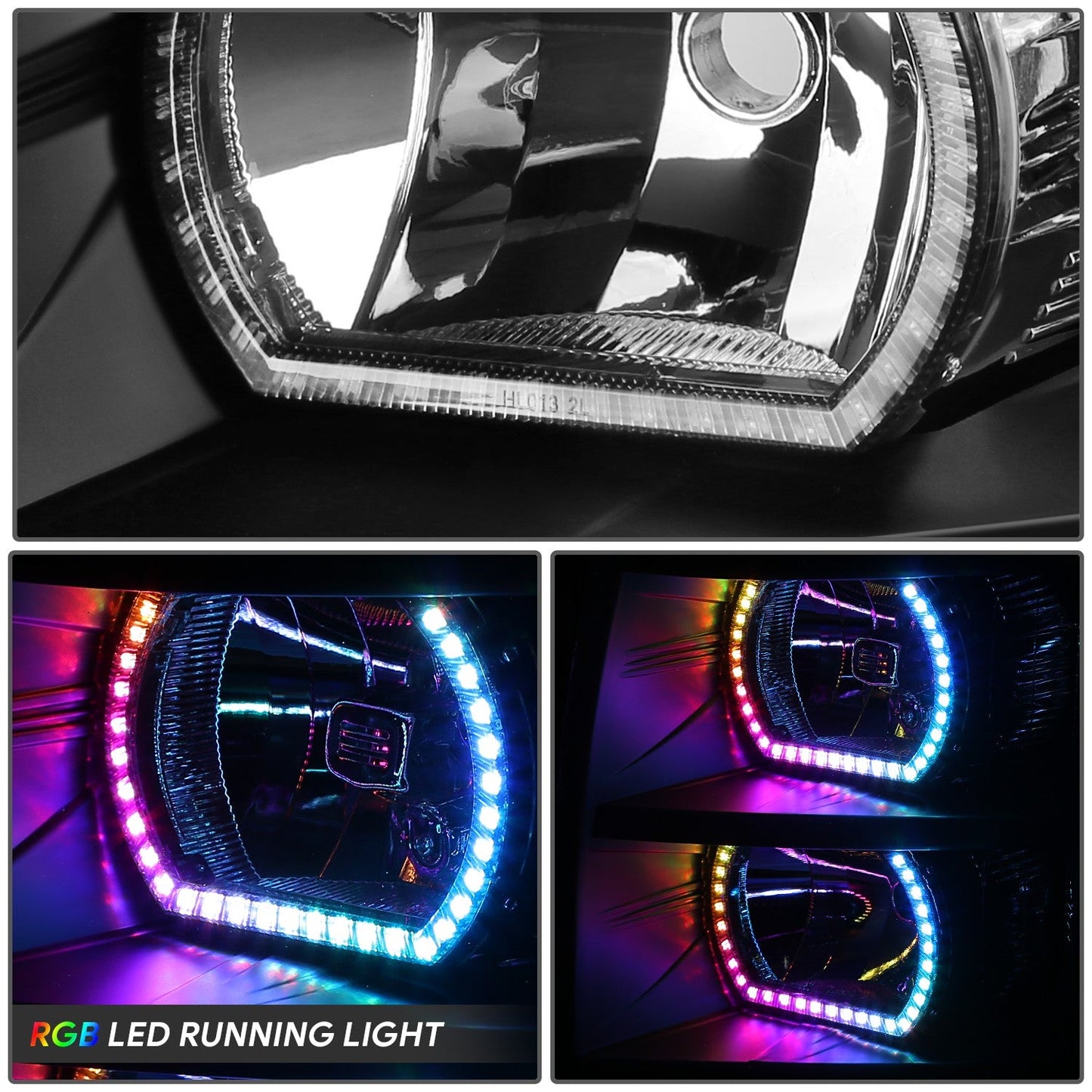 RGB LED DRL Sequential Projector Headlights <br> 07-13 Chevy Silverado 1500, 07-14 2500 3500 HD