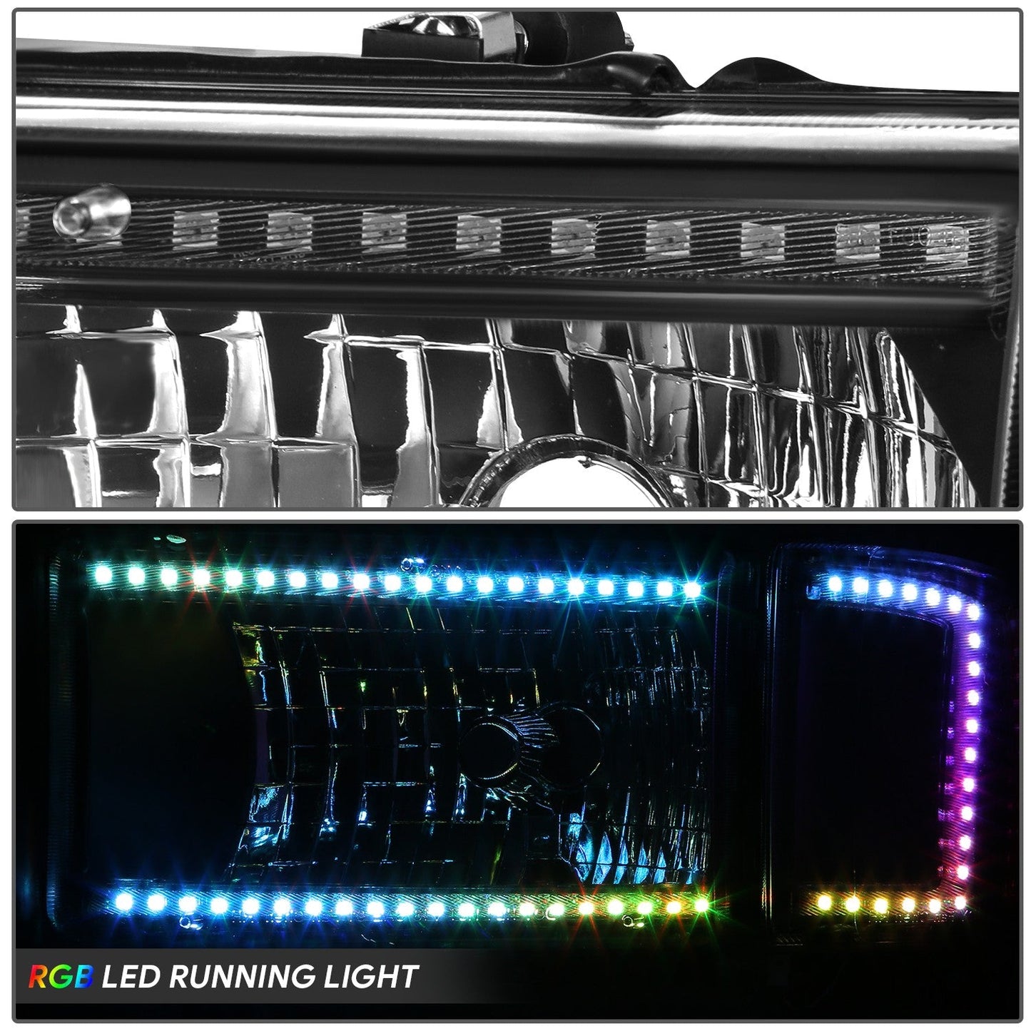 RGB LED DRL Sequential Projector Headlights <br> 94-01 Dodge Ram 1500, 94-02 2500 3500