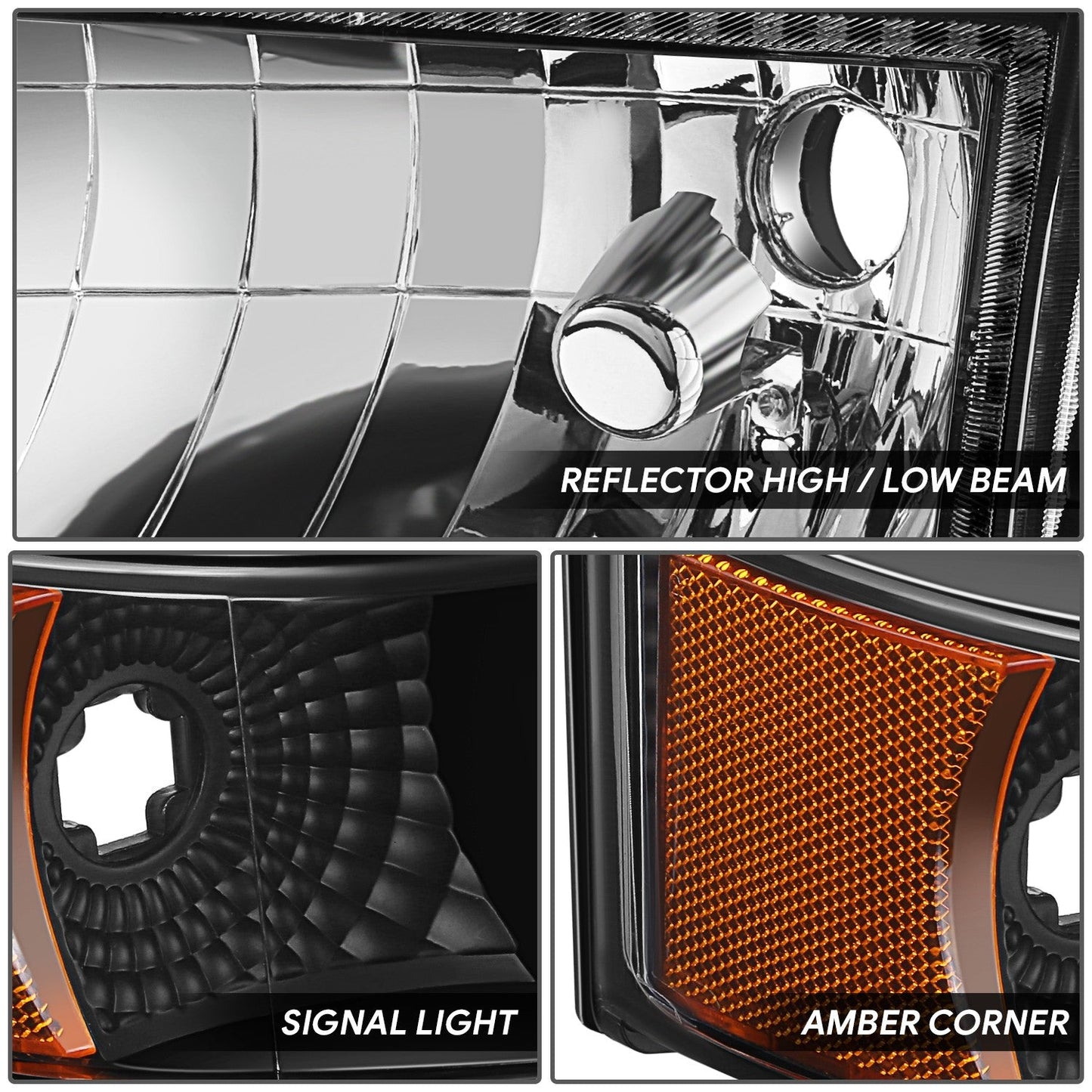 RGB LED DRL Sequential Signal Headlights <BR>92-96 Ford F-150, F-250, F-350, Bronco