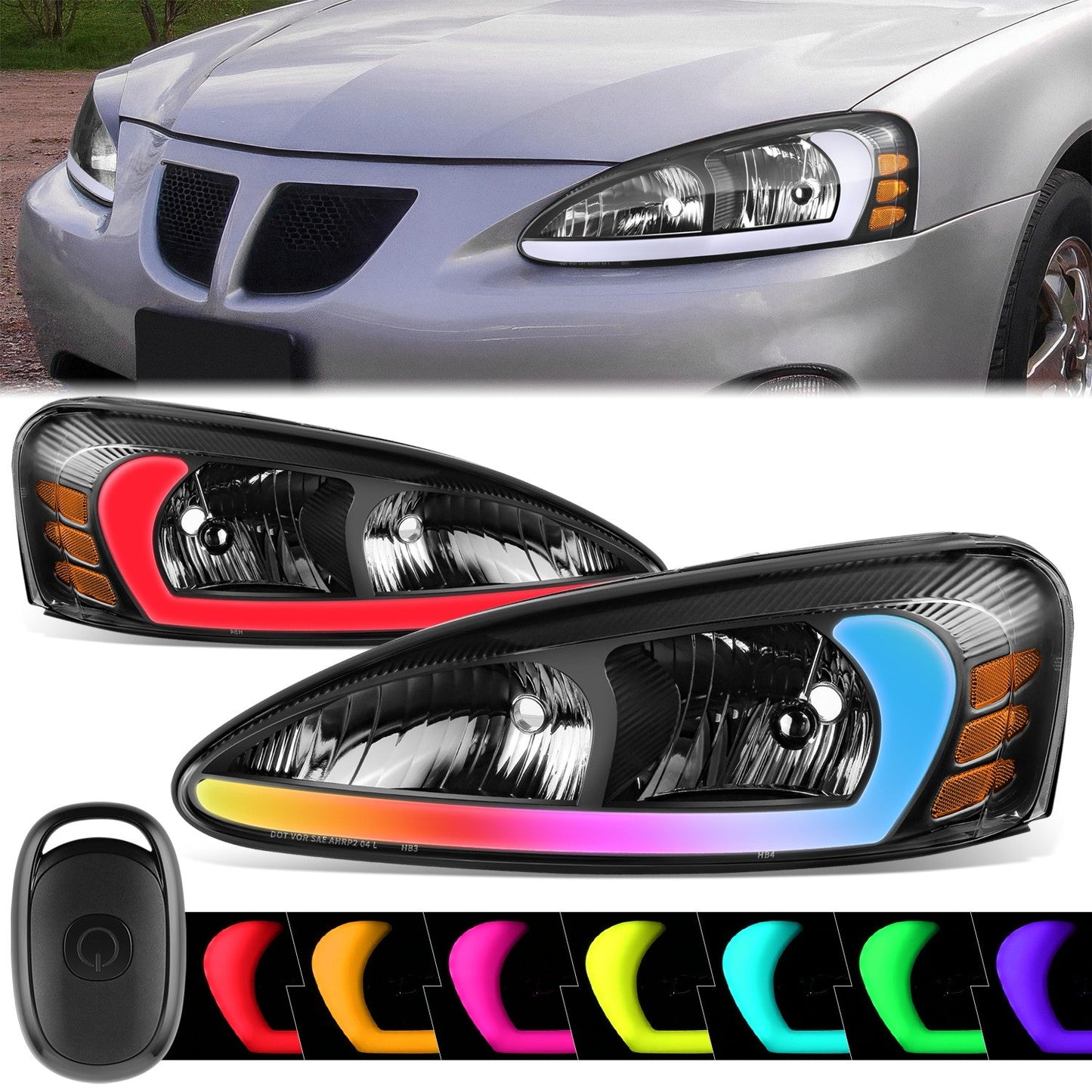 RGB LED DRL Headlights w/Control Box <BR> 04-08 Pontiac Grand Prix