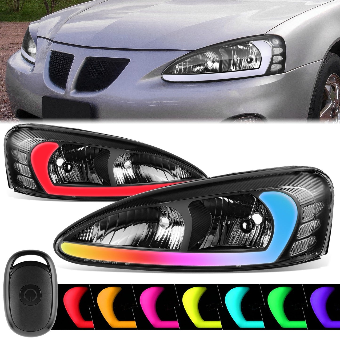 RGB LED Headlights w/ Wireless Remote <BR>04-08 Pontiac Grand Prix