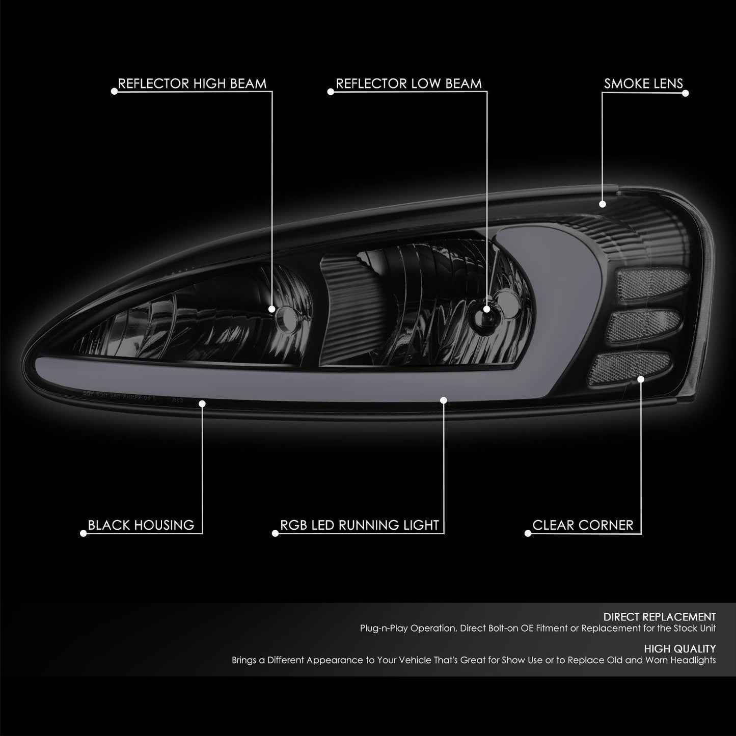 RGB LED Headlights w/ Wireless Remote <BR>04-08 Pontiac Grand Prix