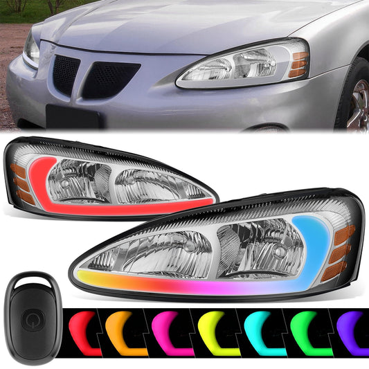 RGB LED DRL Headlights w/ Control Box <BR> 04-08 Pontiac Grand Prix