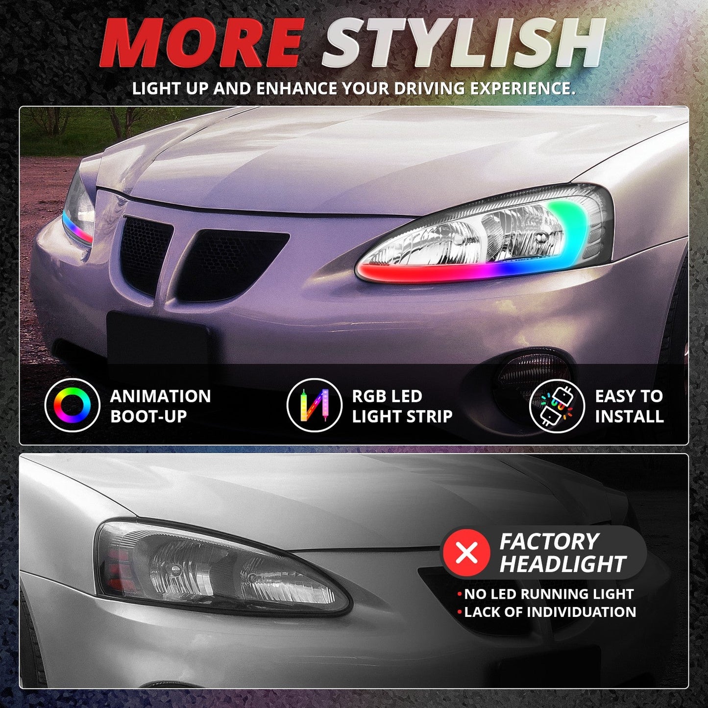 RGB LED Headlights w/ Wireless Remote <BR>04-08 Pontiac Grand Prix