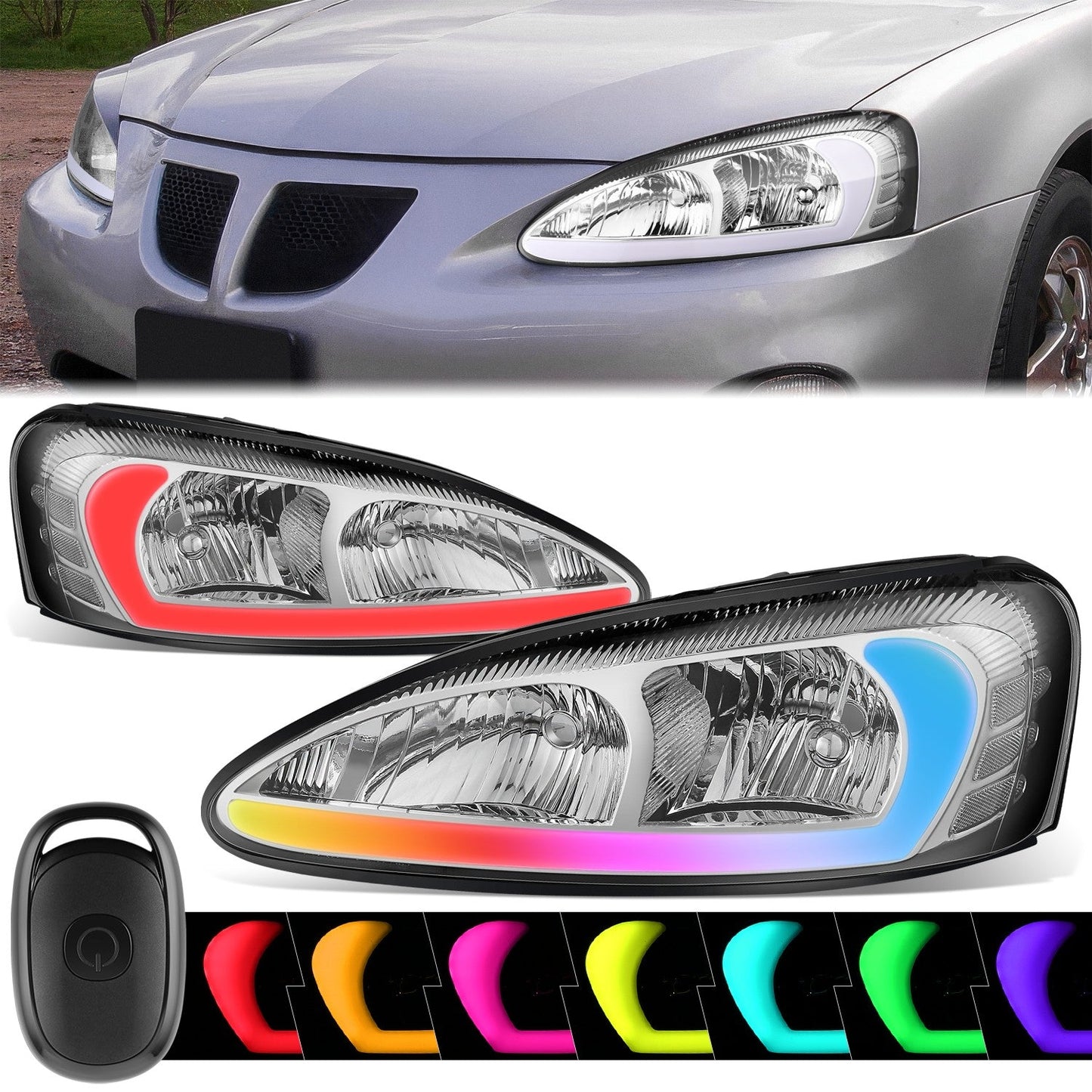 RGB LED Headlights w/ Wireless Remote <BR>04-08 Pontiac Grand Prix