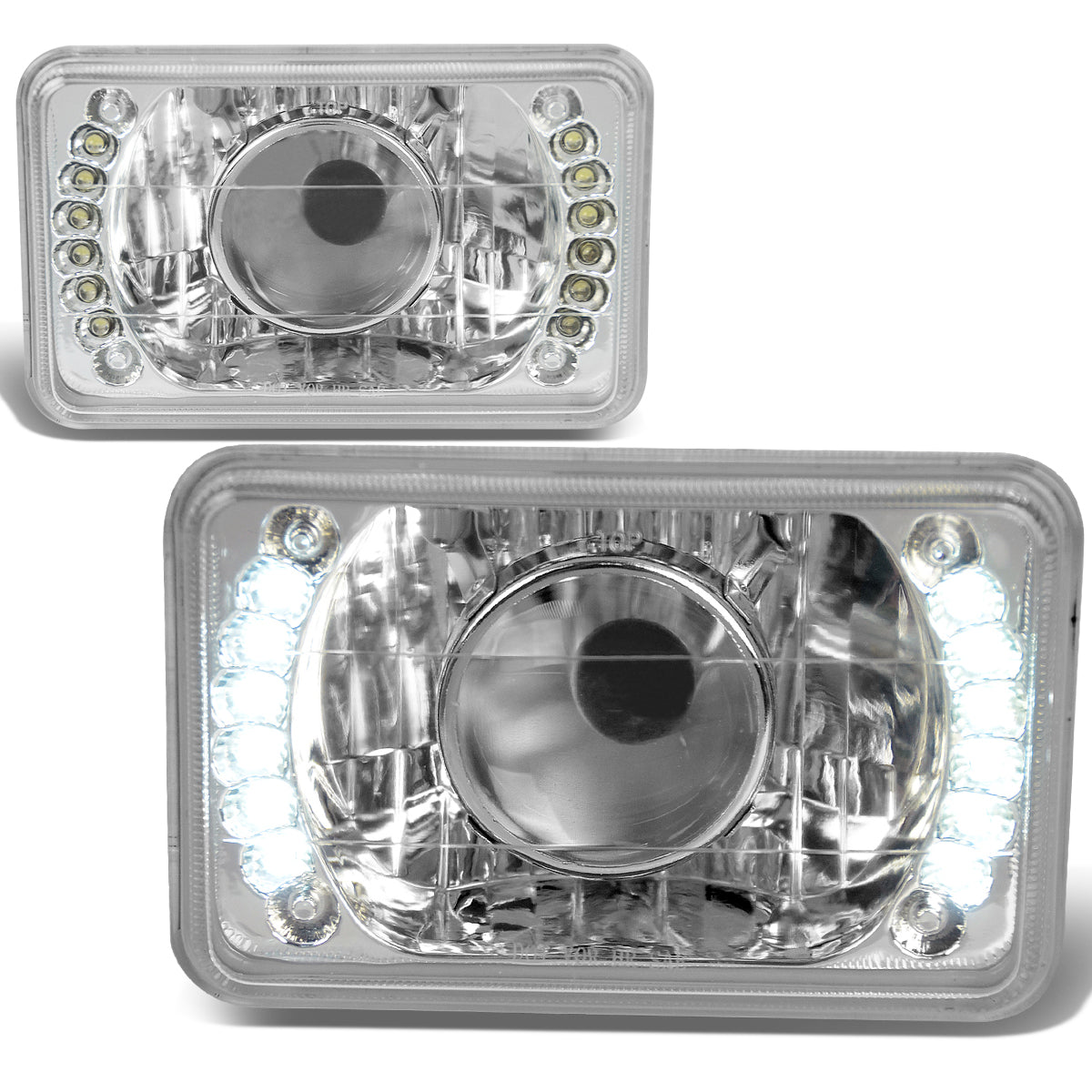 4x6 in. Square LED Halo Projector Headlights