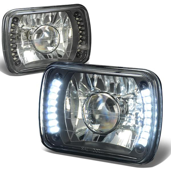 7x6 in. Square LED Halo Projector Headlights