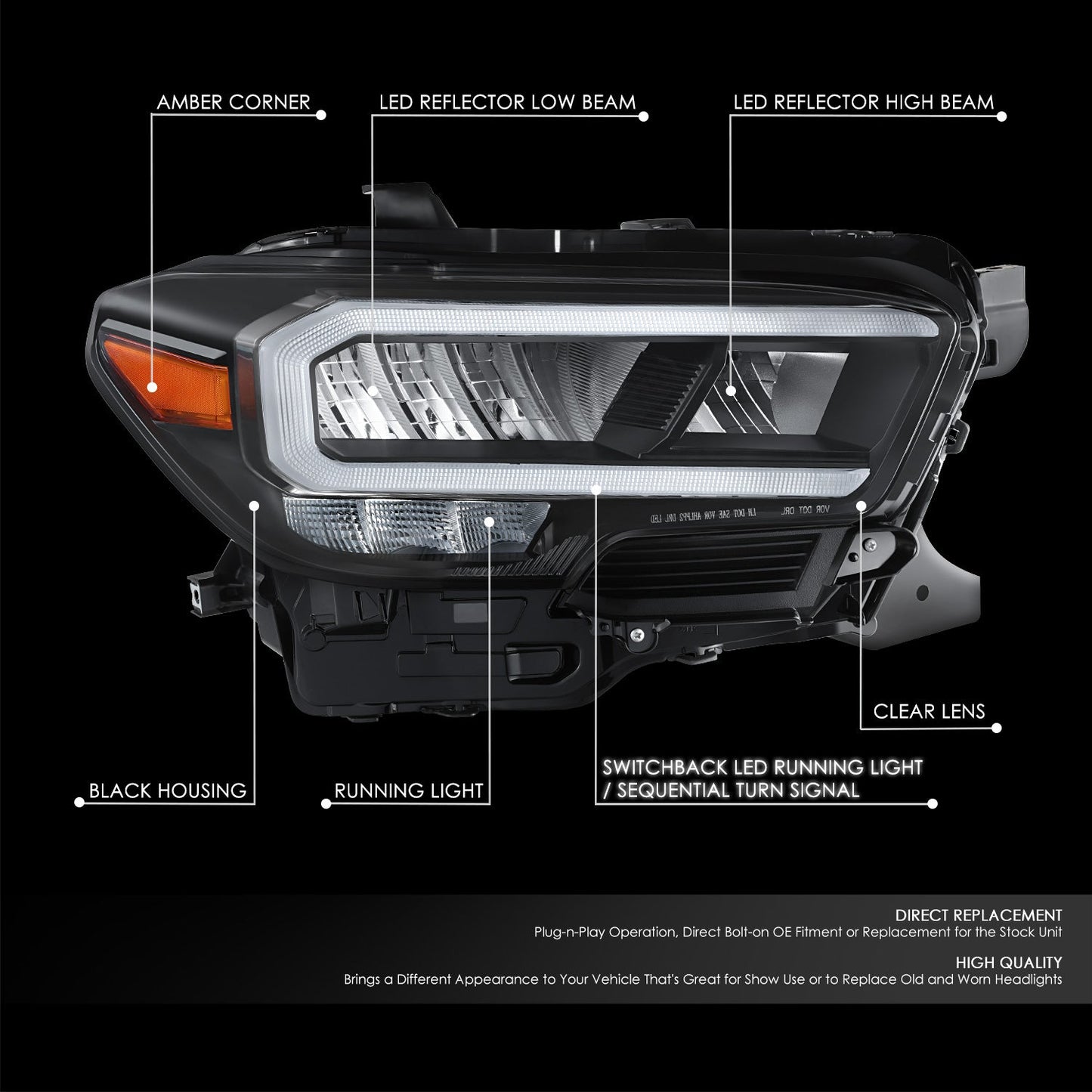 Switchback LED DRL Headlight (Right) <br>20-23 Toyota Tacoma