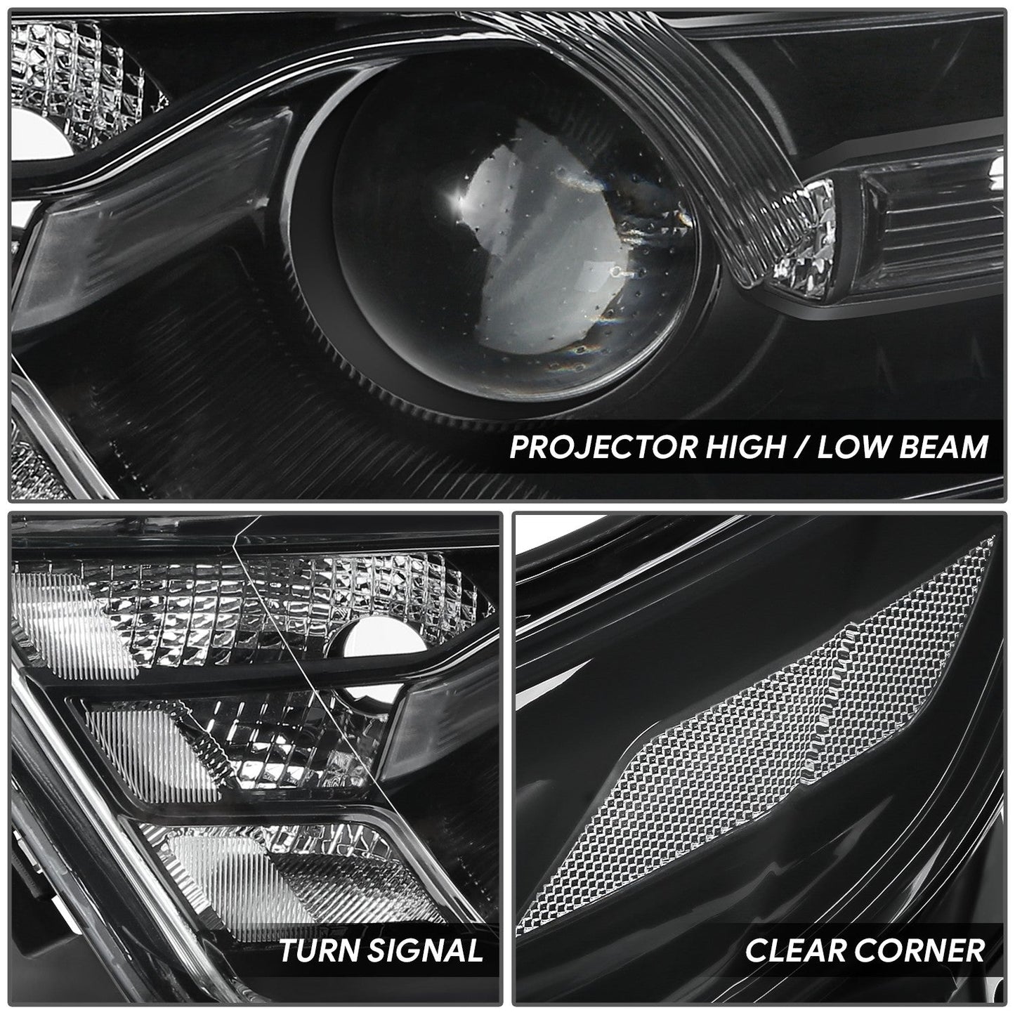 Black Housing Projector Headlights <br> 13-19 Ford Taurus