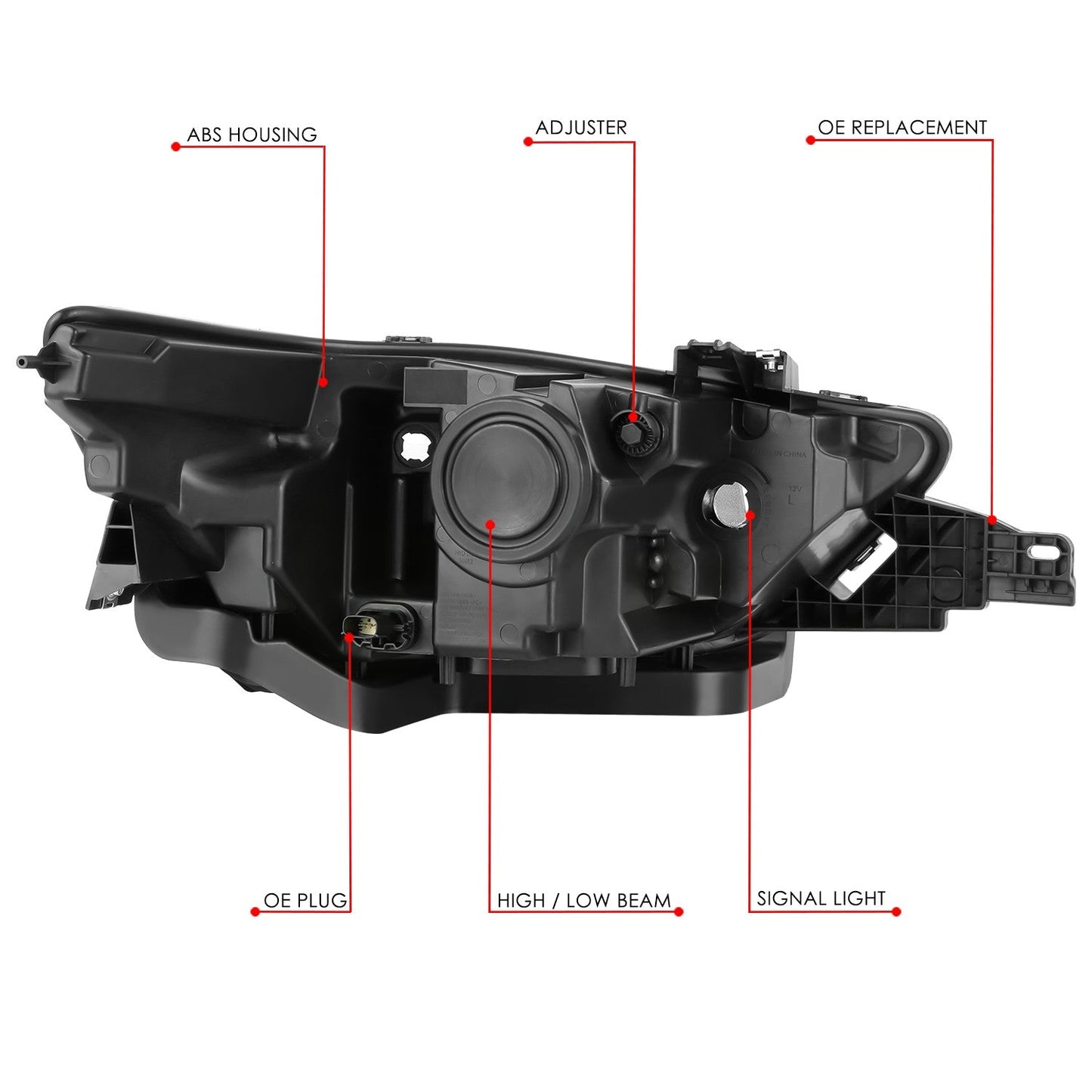 Black Housing Projector Headlights <br> 13-19 Ford Taurus