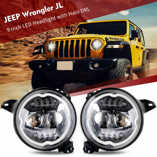 9 in. LED RGBW Chasing Headlight Kit <br> 18-24 Jeep Wrangler JL JT