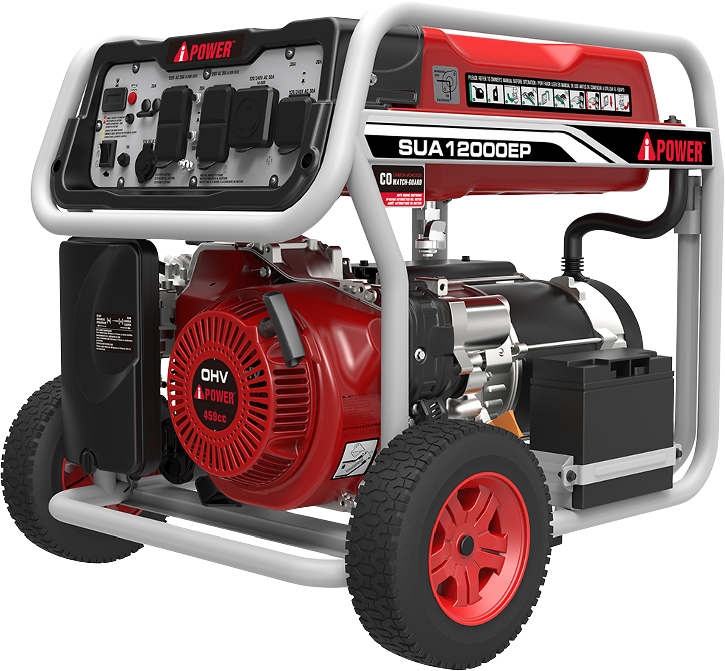 A-iPower SUA12000EP 9000W/12000W Generator Gas Electric Start with 50 Amp and CO Sensor New