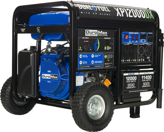 DuroMax XP12000DX 9500W/12000W Dual Fuel Gas Propane Generator with Electric Start and CO Alert New